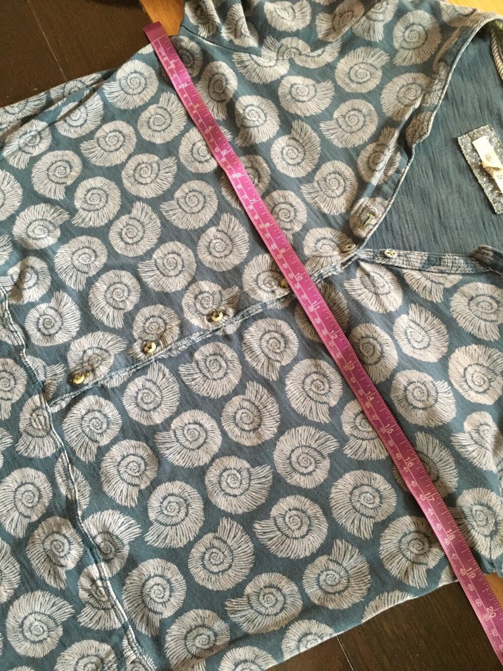 Ammonite Paleontologist Print Cotton Blue & White Tunic Dress/Top - EU42 - Picture 12 of 16